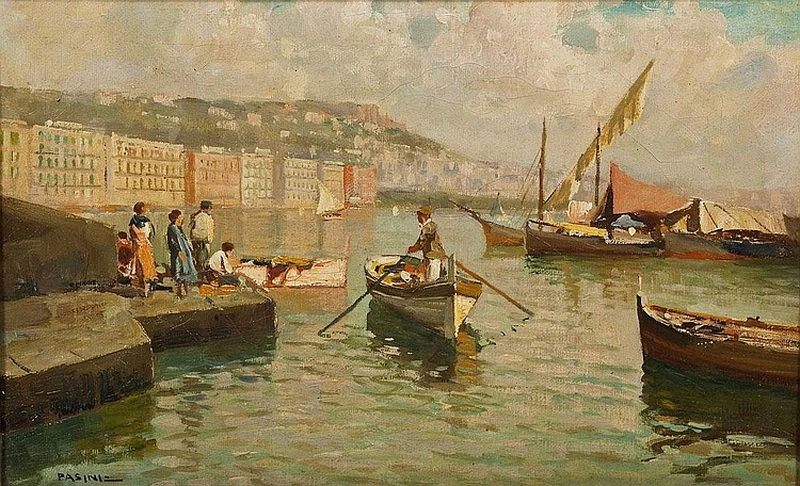 Scena di barche sul mare